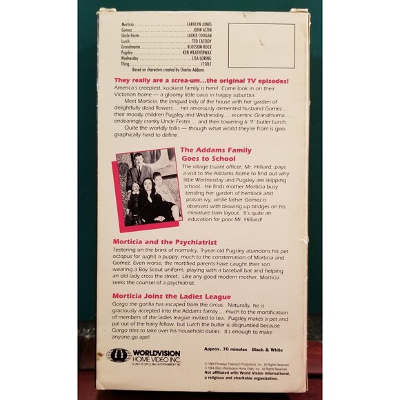 The Addam's Family 1960s TV Show 3 Episodes VHS - Picture 2 of 2